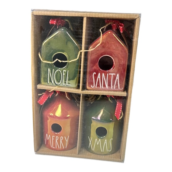 Rae Dunn Set of 4 Mini Christmas Bird Houses - Picture 1 of 1
